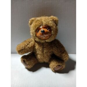 Vintage Wooden Face Plush Teddy Bear Sherwood Applause 1985 9" Jointed
